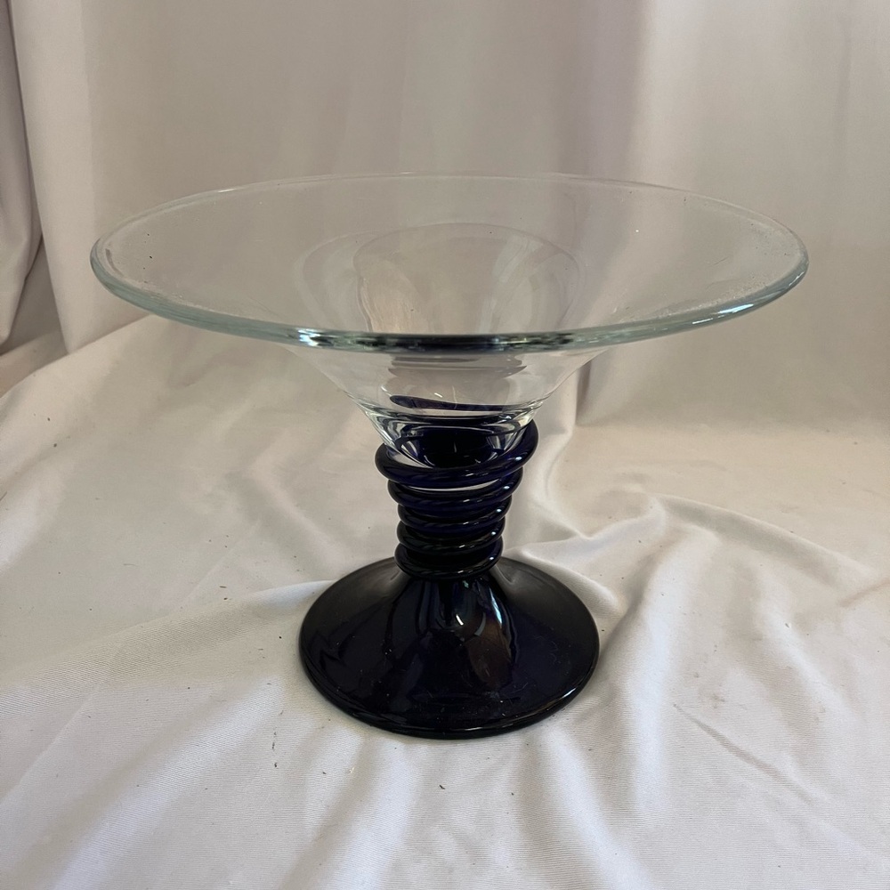 Elegant Glass Compote with Navy Base